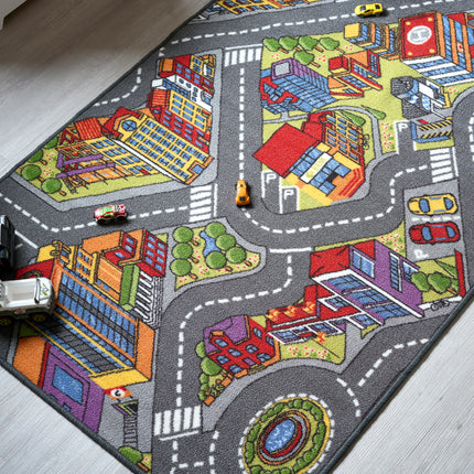 Big City Car Bright Play Mat Non Slip Kids Rug