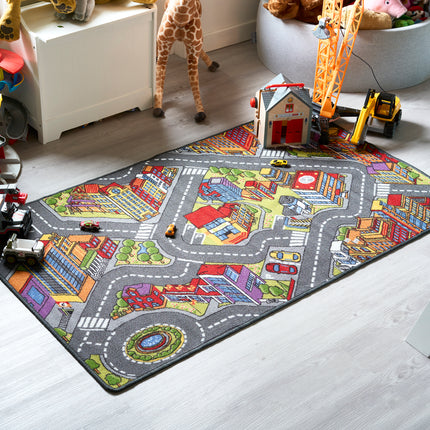 Big City Car Bright Play Mat Non Slip Kids Rug