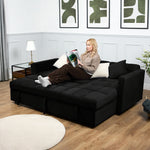 Milo Black Corner Sofa Bed with Storage - Velvet Sofa Bed & Pull Out Bed
