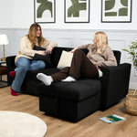 Milo Black Corner Sofa Bed with Storage - Velvet Sofa Bed & Pull Out Bed