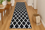 Black & White Trellis Runner Rug | Hessian Backed Flexible Stair & Hallway Carpet Runner