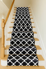 Black & White Trellis Runner Rug | Hessian Backed Flexible Stair & Hallway Carpet Runner