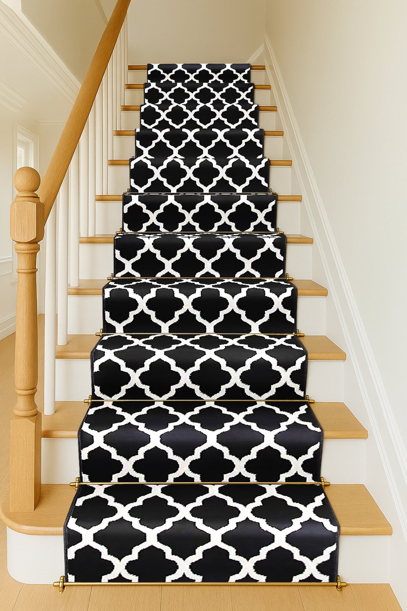 Black & White Trellis Runner Rug | Hessian Backed Flexible Stair & Hallway Carpet Runner