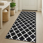 Black & White Trellis Runner Rug | Hessian Backed Flexible Stair & Hallway Carpet Runner