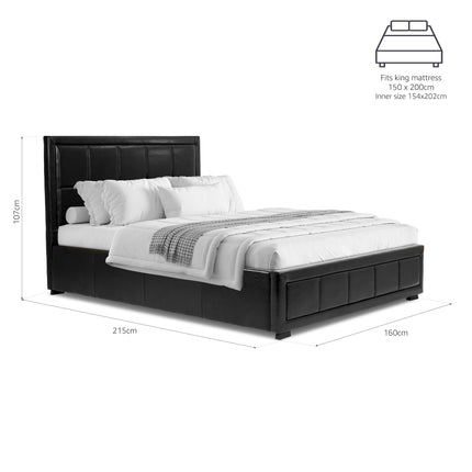 Hollywood Faux Leather Upholstered Ottoman Storage Bed Frame Black-5056536118912-Bargainia.com