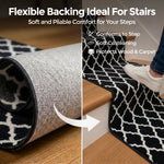 Texas Black and White Trellis Stair Runner, Moroccan Geometric Hessian Backed Hallway Runner, Custom Length
