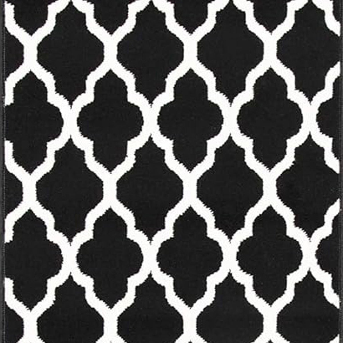 Texas Black and White Trellis Stair Runner, Moroccan Geometric Hessian Backed Hallway Runner, Custom Length