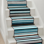 Texas Teal and Black Striped Stair Runner, Turquoise Lines Hallway Carpet Runner Rug, 60cm Wide, Custom Lengths