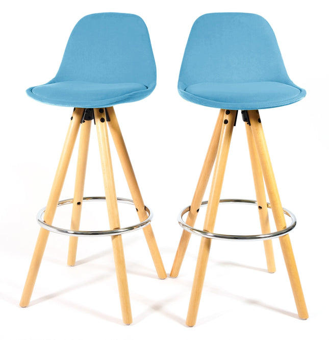 Barcelona Bar Stools - Set Of 2 - Teal Blue-5056150252931-Bargainia.com