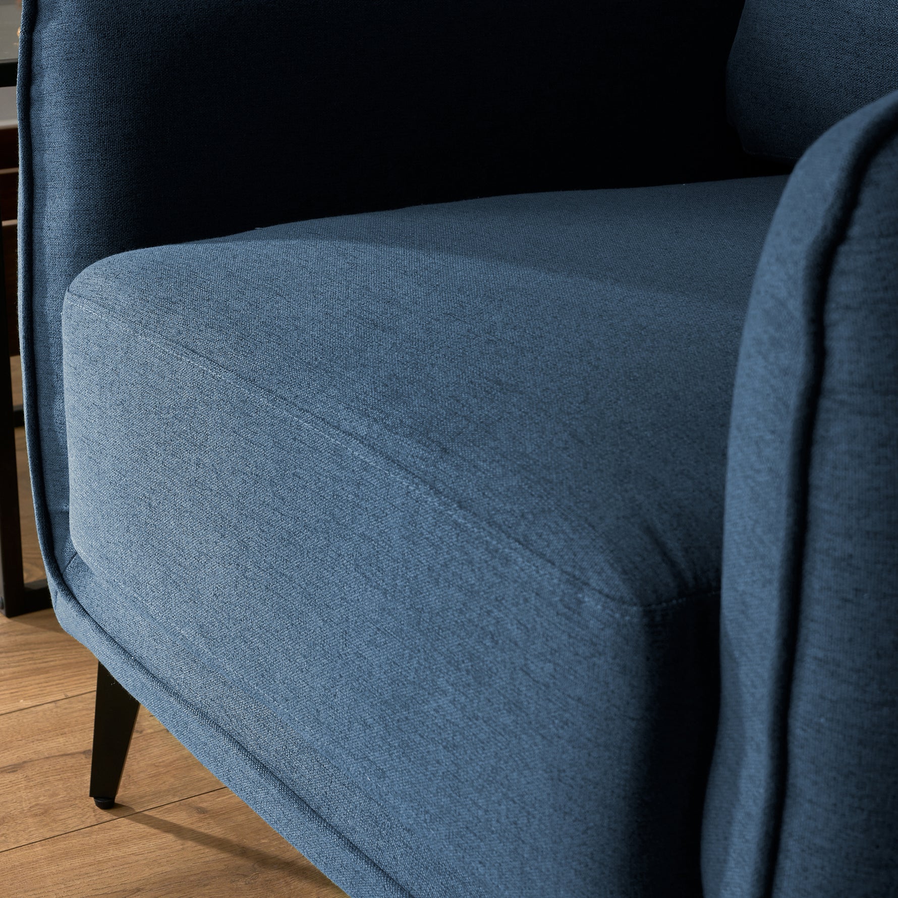 Brixton Blue Armchair - Modern Fabric Accent Chair with Steel Legs