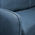 Brixton Blue 2 Seater Sofa - Modern Fabric Sofa with Steel Legs