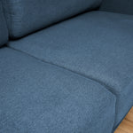 Brixton Blue 3 Seater Sofa - Modern Fabric Sofa with Steel Legs