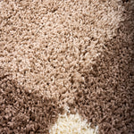 California Beige Checked Shaggy Rug, Cream, Beige and Brown Tartan Thick 5cm Pile Rug for Living Room and Bedroom