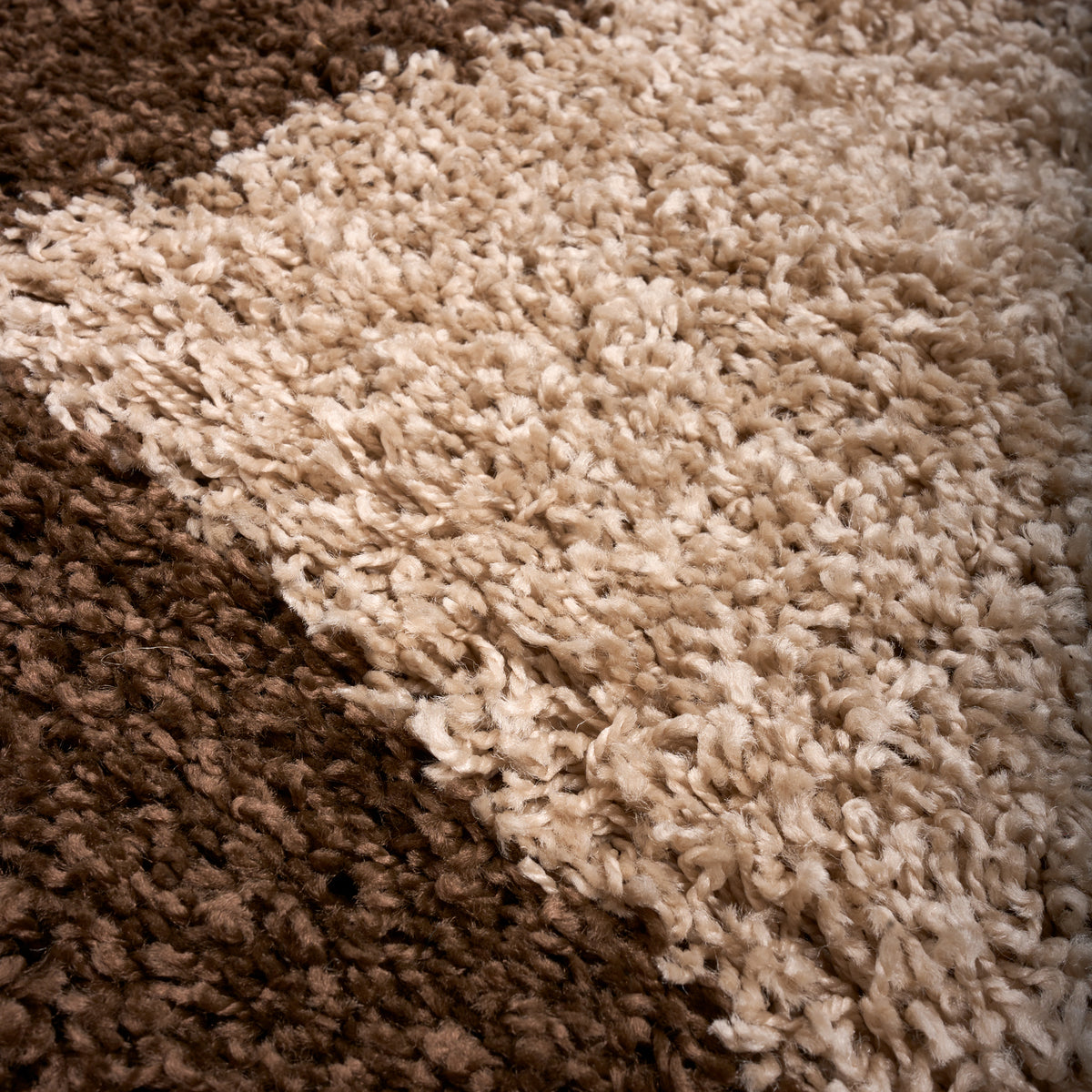 California Beige Checked Shaggy Rug, Cream, Beige and Brown Tartan Thick 5cm Pile Rug for Living Room and Bedroom
