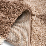 California Beige Checked Shaggy Rug, Cream, Beige and Brown Tartan Thick 5cm Pile Rug for Living Room and Bedroom