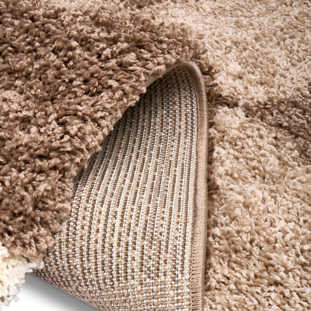 California Beige Checked Shaggy Rug, Cream, Beige and Brown Tartan Thick 5cm Pile Rug for Living Room and Bedroom