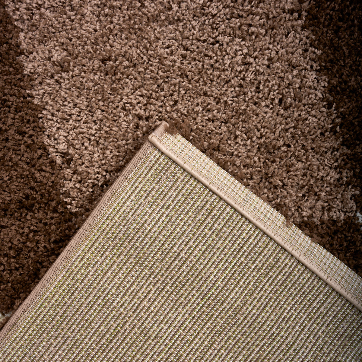 California Brown Checked Shaggy Rug, Brown, Beige and Cream Tartan Thick 5cm Pile Rug for Living Room and Bedroom