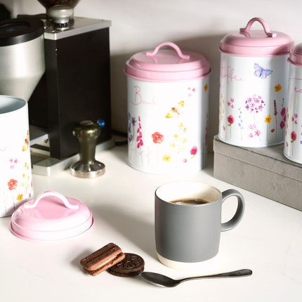 Butterfly Garden Floral Kitchen Storage Canister Tins - Tea, Coffee, Sugar, Biscuits-Bargainia.com