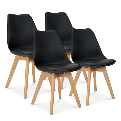 Rocco Tulip Dining Chairs (Set of 4) - Black-5056536103376-Bargainia.com