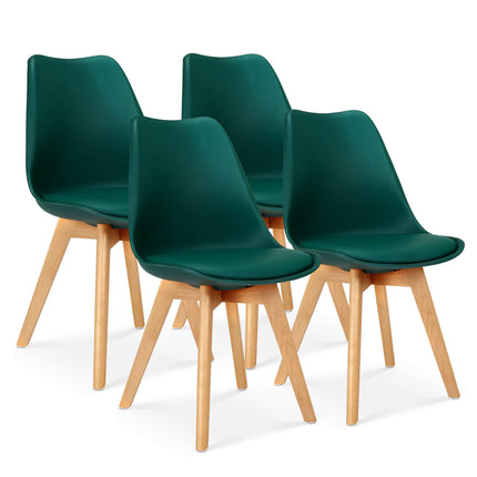 Rocco Tulip Dining Chairs - Forest Green Bargainia Set of 4