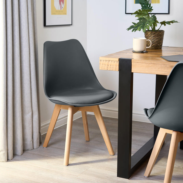 Rocco Tulip Dining Chairs - Dark Grey Bargainia