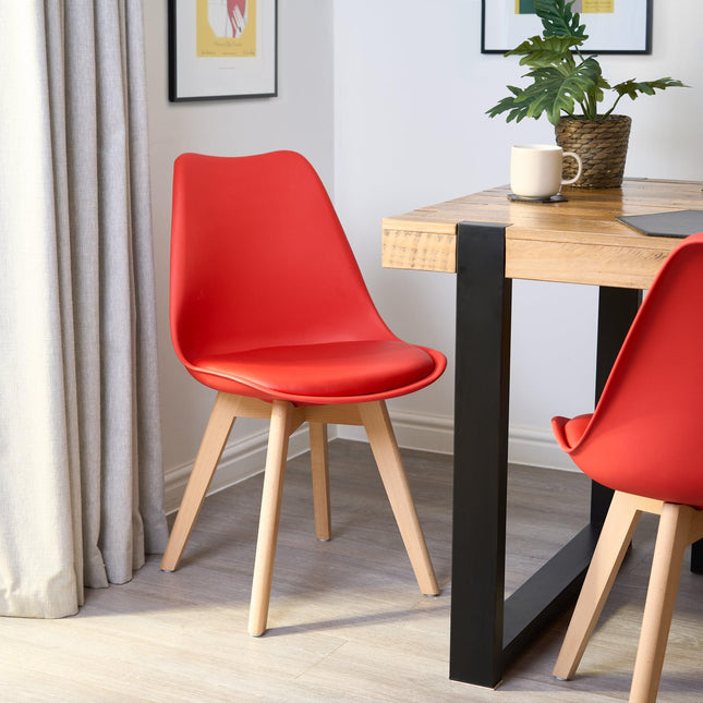 Rocco Tulip Dining Chairs - Red Bargainia