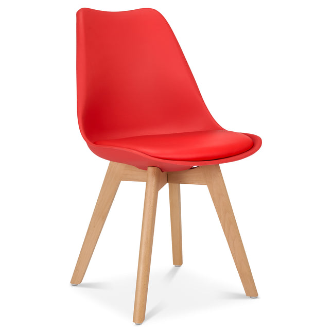 Rocco Tulip Dining Chairs - Red Bargainia Single