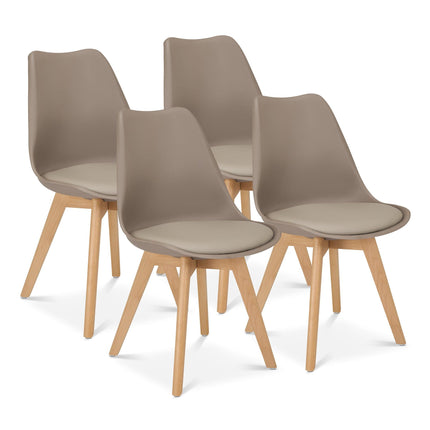 Rocco Tulip Dining Chairs - Taupe Bargainia Set of 4