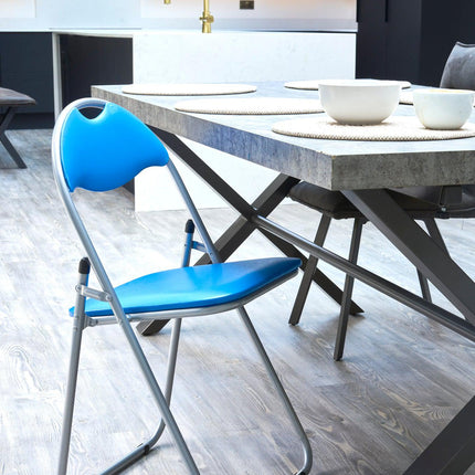Folding Padded Office Chair - Blue-Bargainia.com