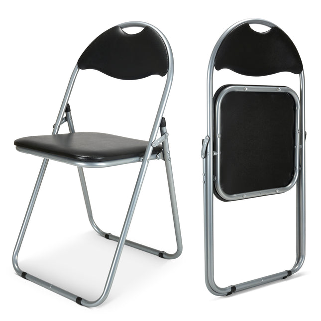 Folding Padded Office Chair - Black-Bargainia.com