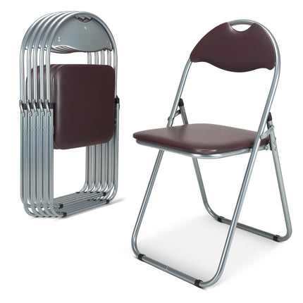 Folding Padded Office Chair - Brown-5056150265252-Bargainia.com