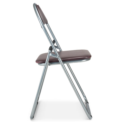 Folding Padded Office Chair - Brown-Bargainia.com