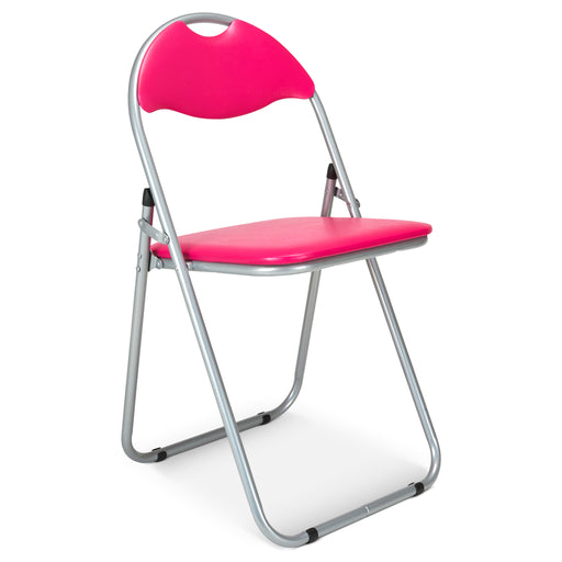 Folding Padded Office Dining Desk Chair - Pink-Bargainia.com