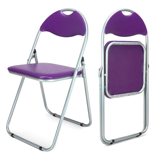 Folding Padded Office Dining Desk Chair - Purple-Bargainia.com
