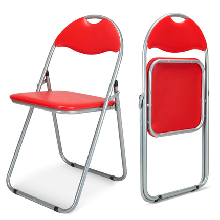 Folding Padded Office Dining Chair - Red-Bargainia.com