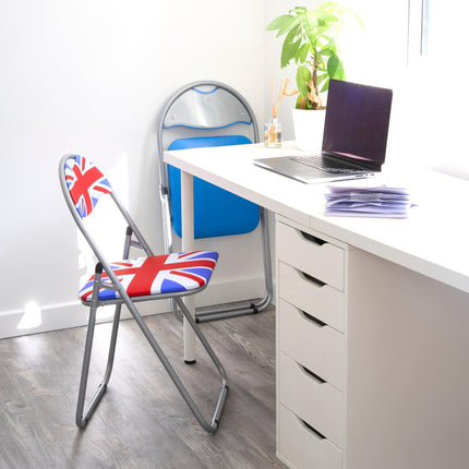 Folding Padded Office Dining Desk Chair - Union Jack-Bargainia.com