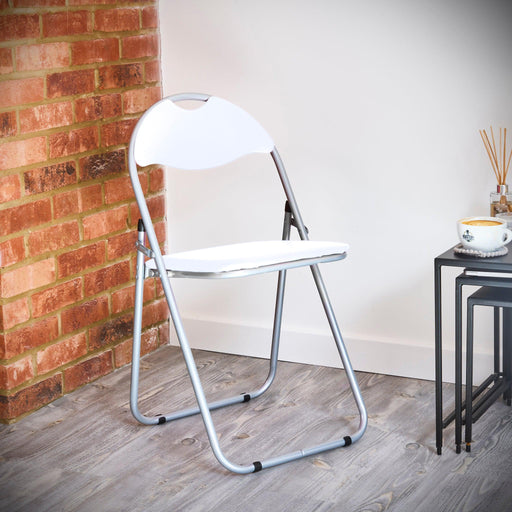 Folding Padded Office Dining Chair - White-Bargainia.com