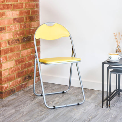 Folding Padded Office Chair - Yellow-Bargainia.com