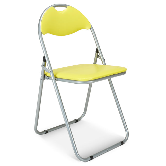 Folding Padded Office Chair - Yellow-Bargainia.com