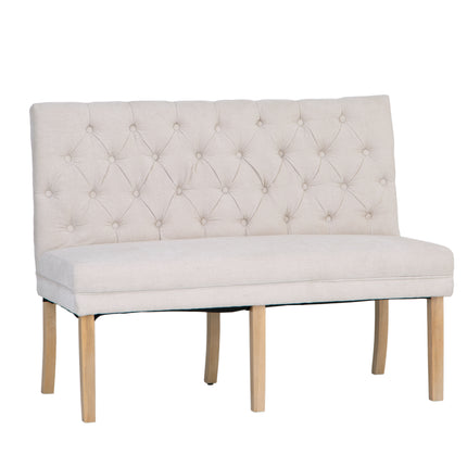 Button Back Upholstered Corner Bench - Natural