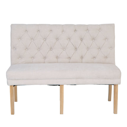 Button Back Upholstered Corner Bench - Natural