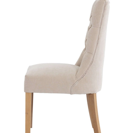 Curved Button Back Oak Dining Chair Natural - Set of 2