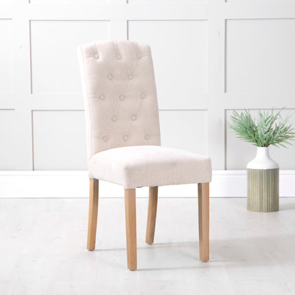 Button Back Dining Chair - Natural