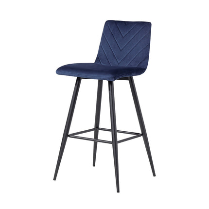 Retro Velvet Bar Stool - Blue