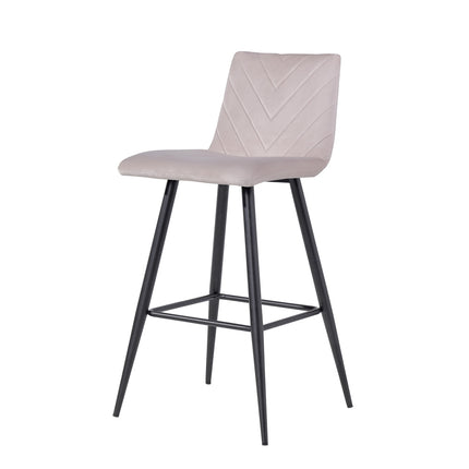 Retro Velvet Bar Stool - Taupe