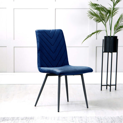 Retro Dining Chair - Blue Velvet - Set of 2