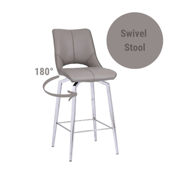 Faux Leather Swivel Bar Stool - Taupe