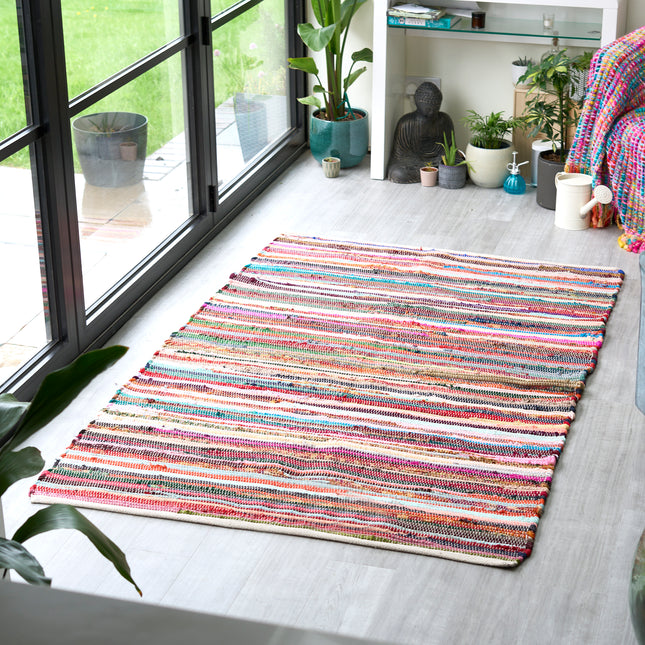 Chindi Handwoven Multi Coloured Recycled Rag Rug