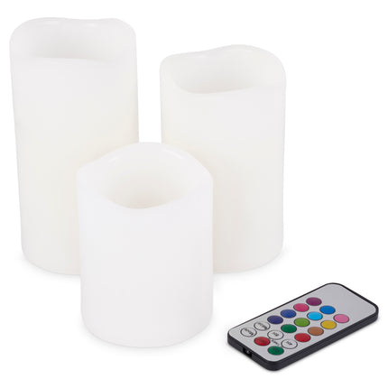 LED Remote Control Vanilla Wax Candles - 3 Pack-Bargainia.com
