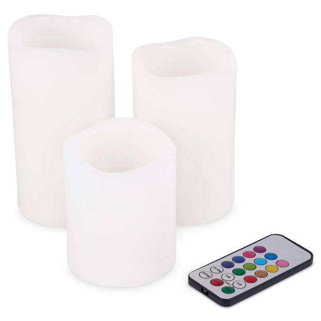 LED Remote Control Vanilla Wax Candles - 3 Pack-Bargainia.com